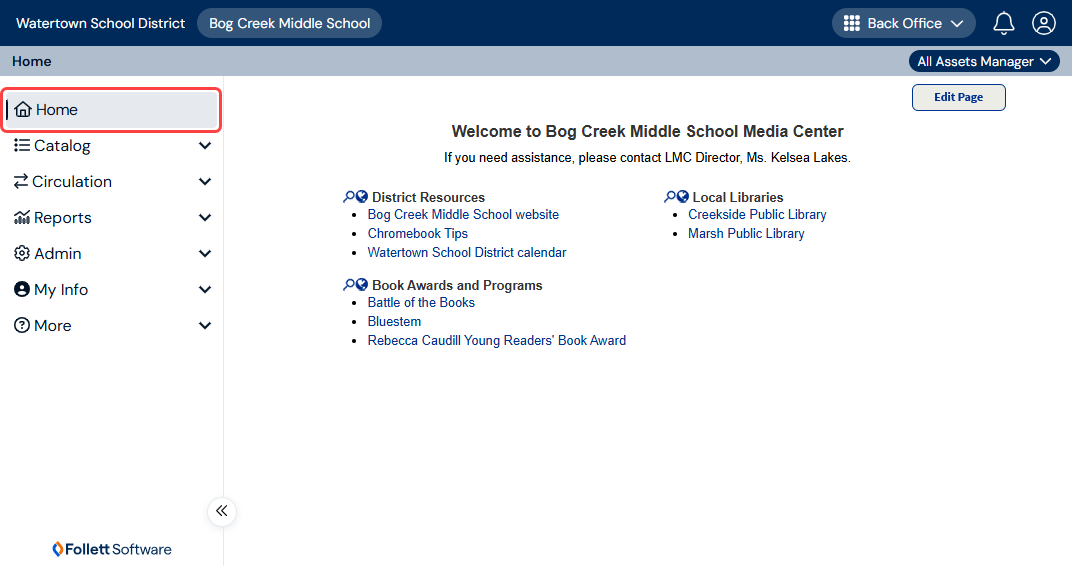 Home page.