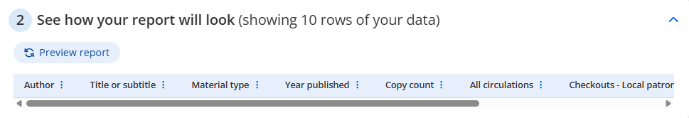Report Builder step 2: Preview the report.